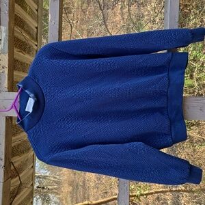 Alfred Dunner Vintage Navy Blue Knit Top With Shoulder Pads